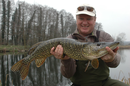Phil Harvey with a PB Kingfisher Pike